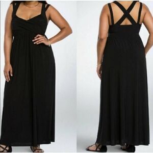 Torrid Black Sleeveless Crisscross Babydoll Maxi Dress Size 0 Large Formal